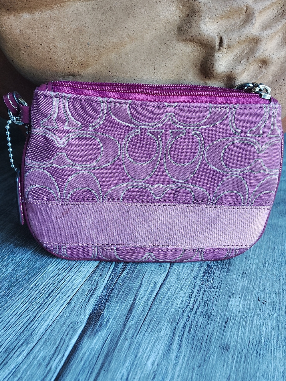 Coach Pink Signature Mini Wristlet Coin Pouch